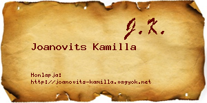 Joanovits Kamilla névjegykártya